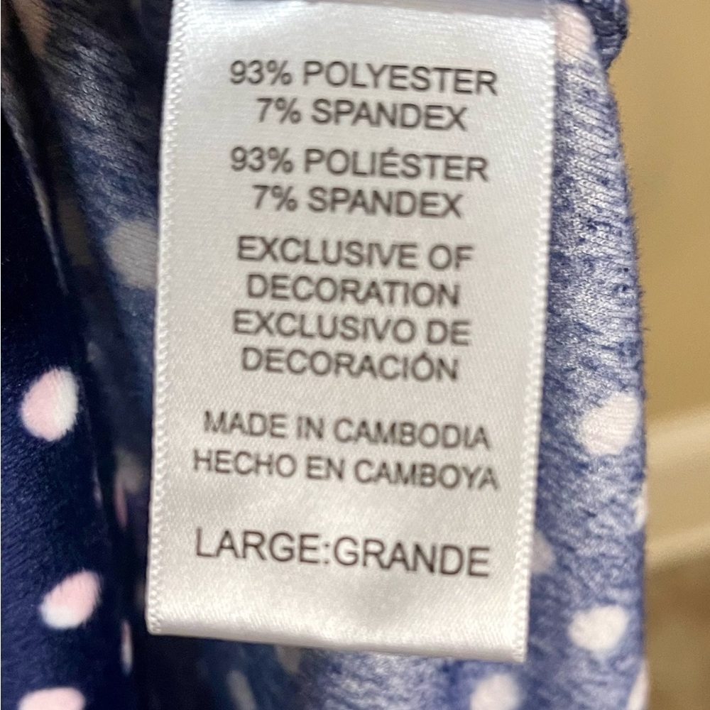 Nautica Pajama Set Navy and Pink Polka Dot Silky Stretch Fleece Size L - Picture 8 of 9